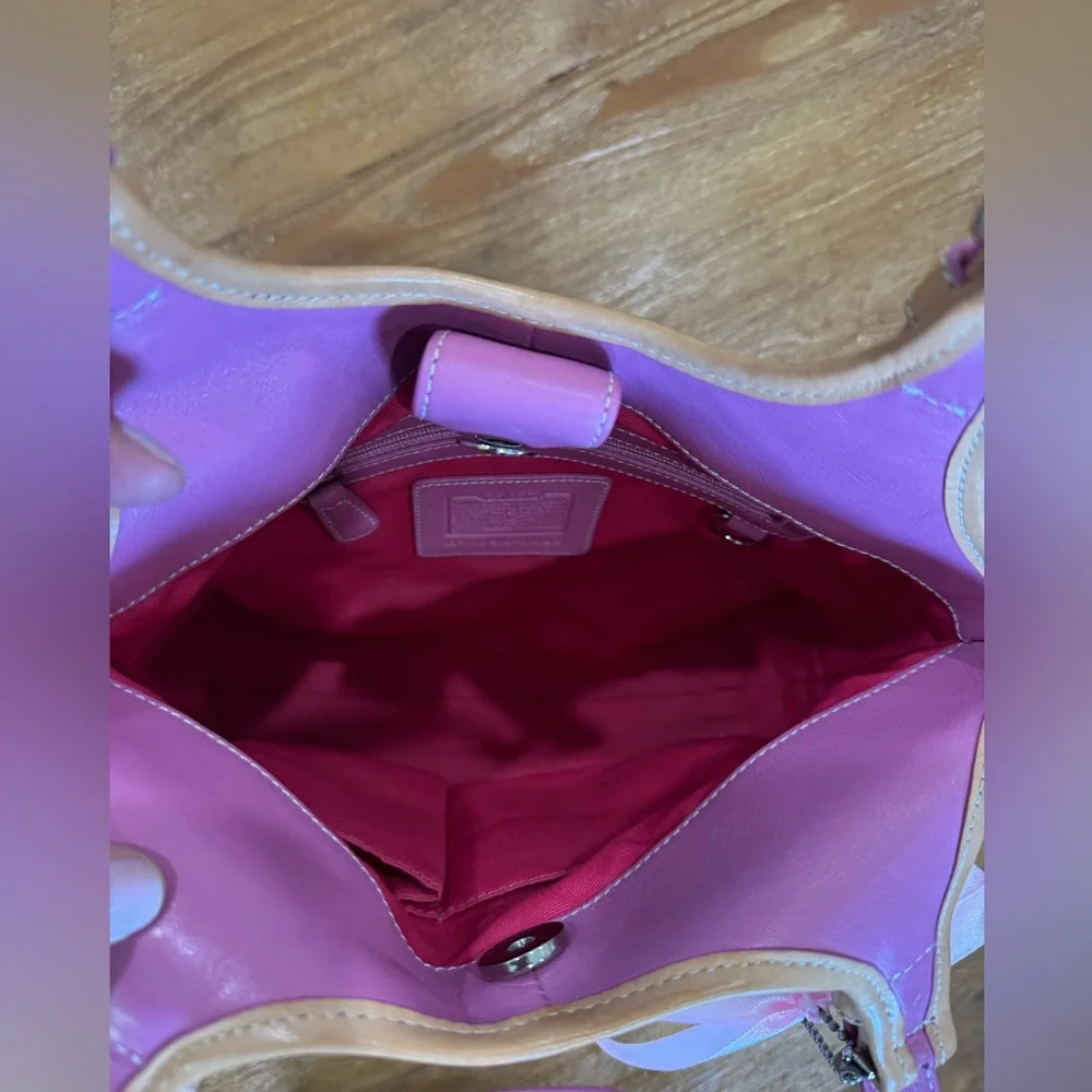 Vintage Coach Pink and Tan Shoulder Bag - Picture 5 of 7